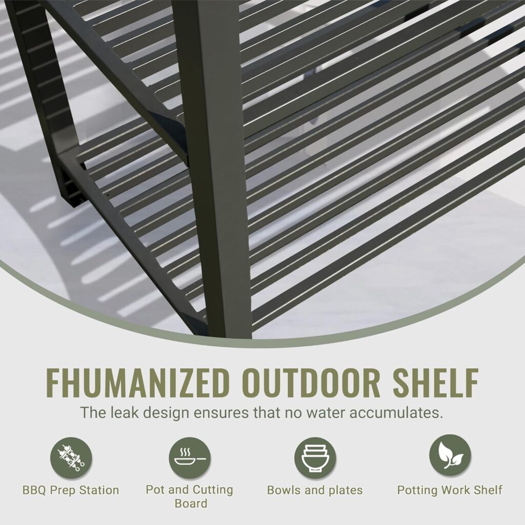 Outdoor Kitchen Island With Storage, Aluminum Kitchen Storage Island Kitchen Food Prep Table With Double Storage Rack, Freestanding Bar Center With Protective Cover Indoor Outdoor