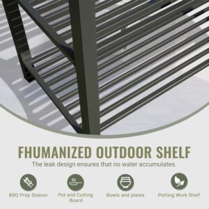 Outdoor Kitchen Island With Storage, Aluminum Kitchen Storage Island Kitchen Food Prep Table With Double Storage Rack, Freestanding Bar Center With Protective Cover Indoor Outdoor