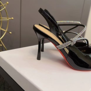 French Style Patent Leather Nude Rhinestone Closed Toe Sandals For Women, 2026 Summer New Arrival Versatile Stiletto Pointed Toe Elegant High Heels