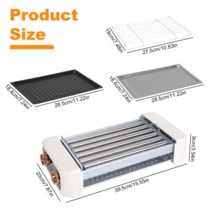 3 In 1 Electric Hot Dog Roller Machine With Grill & Griddle 6-Roller Hot Dog Cooker Smokeless Non-Stick Indoor Outdoor With 3 Temp Levels For BBQ Sausages Skewers Burgers Vegetables