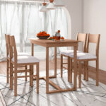 TOPMAX Farmhouse Counter Height 5-Piece Dining Table Set With 1 Rectangular Dining Table And 4 Dining Chairs For Small Places,Brown Old
