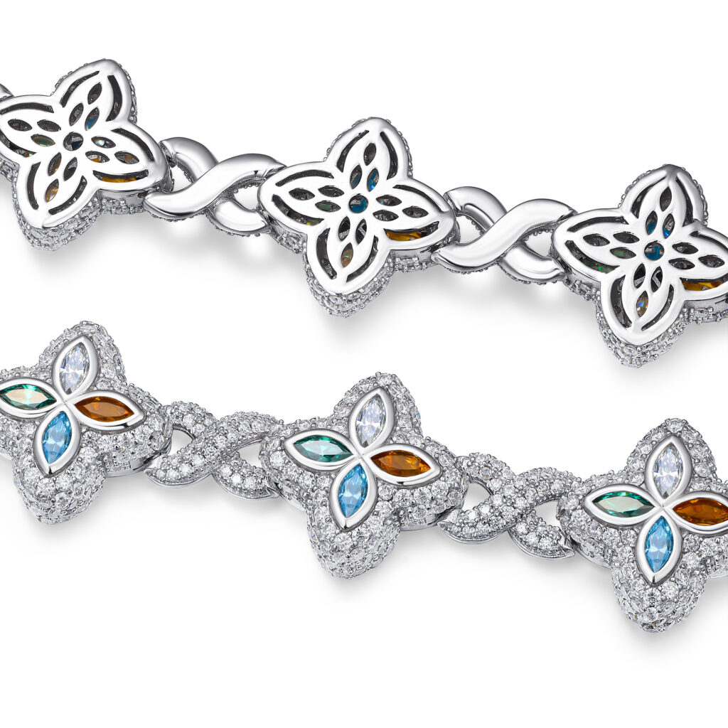 A Luxurious And Fashionable Minimalist Jewelry Bracelet Featuring Top-quality Moissanite, Made Of S925 Silver Electroplated With Platinum.
