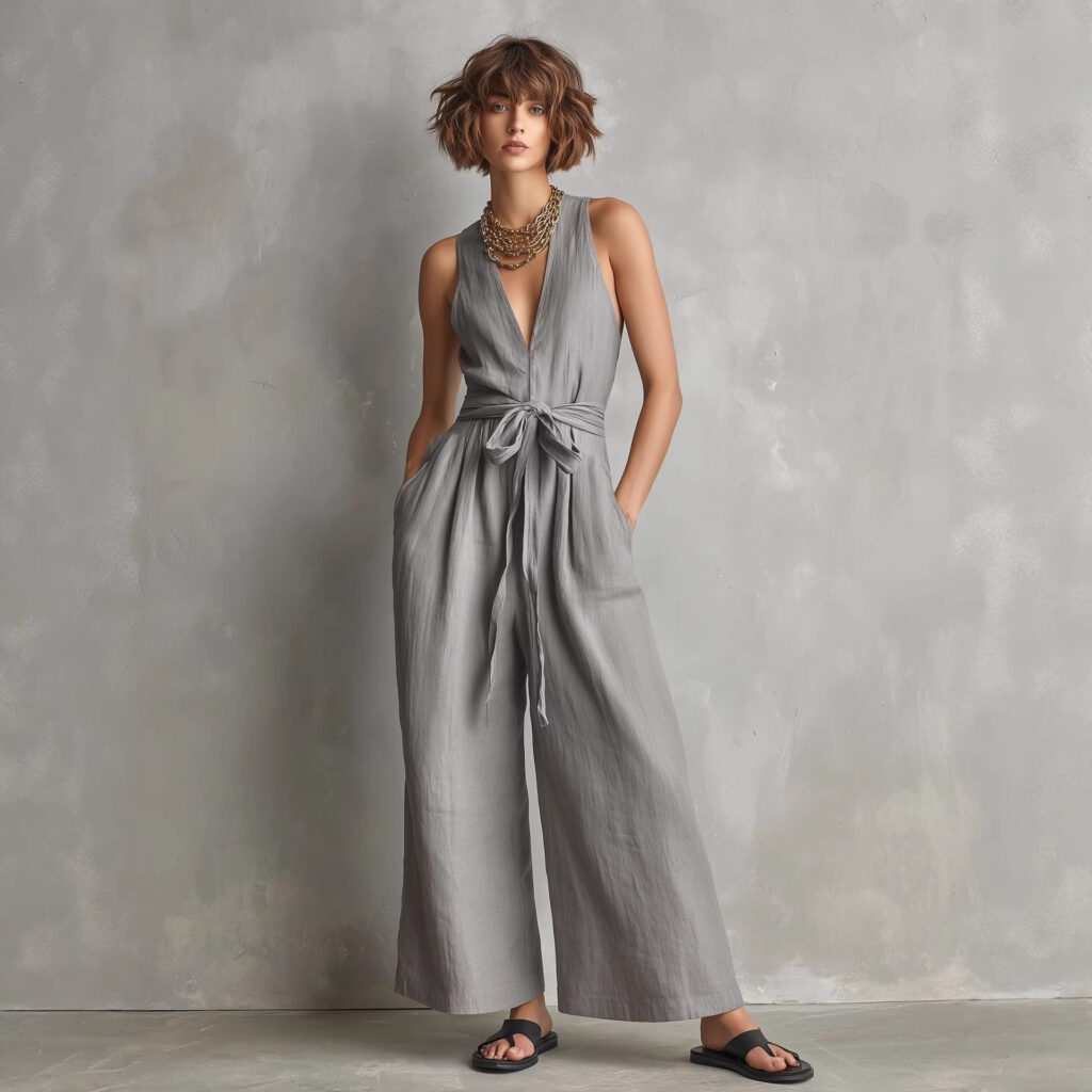 Elegant Commuter V-Neck Jumpsuit For Women