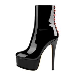 European And American-style Round-toe High-platform Womens Short Boots With Side Zippers