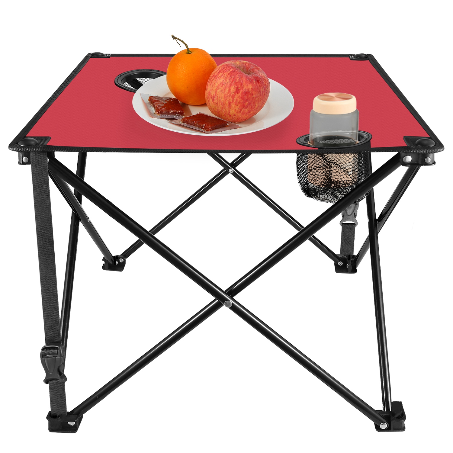 1Pc 2Pc Options Foldable Camping Table Portable Picnic Table Lightweight Travel Desk With 2 Cup Holders Carrying Bag Color Options Black Orange Green Red Blue Navy Blue - Image 25