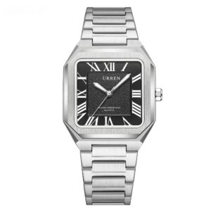 Mens Simple Square Waterproof Quartz Watch With Roman Numerals And Fashionable Steel Band