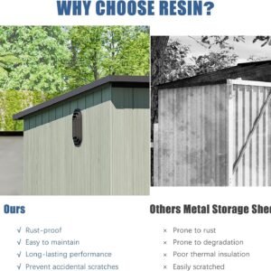 6x9FT Outdoor Resin Storage Shed With Transparent Windows & Louvered Vents, Plastic Tool Shed With Double Lockable Doors & Sloping Roof, Outside Garden Shed For Backyard, Patio, Lawn, Gray