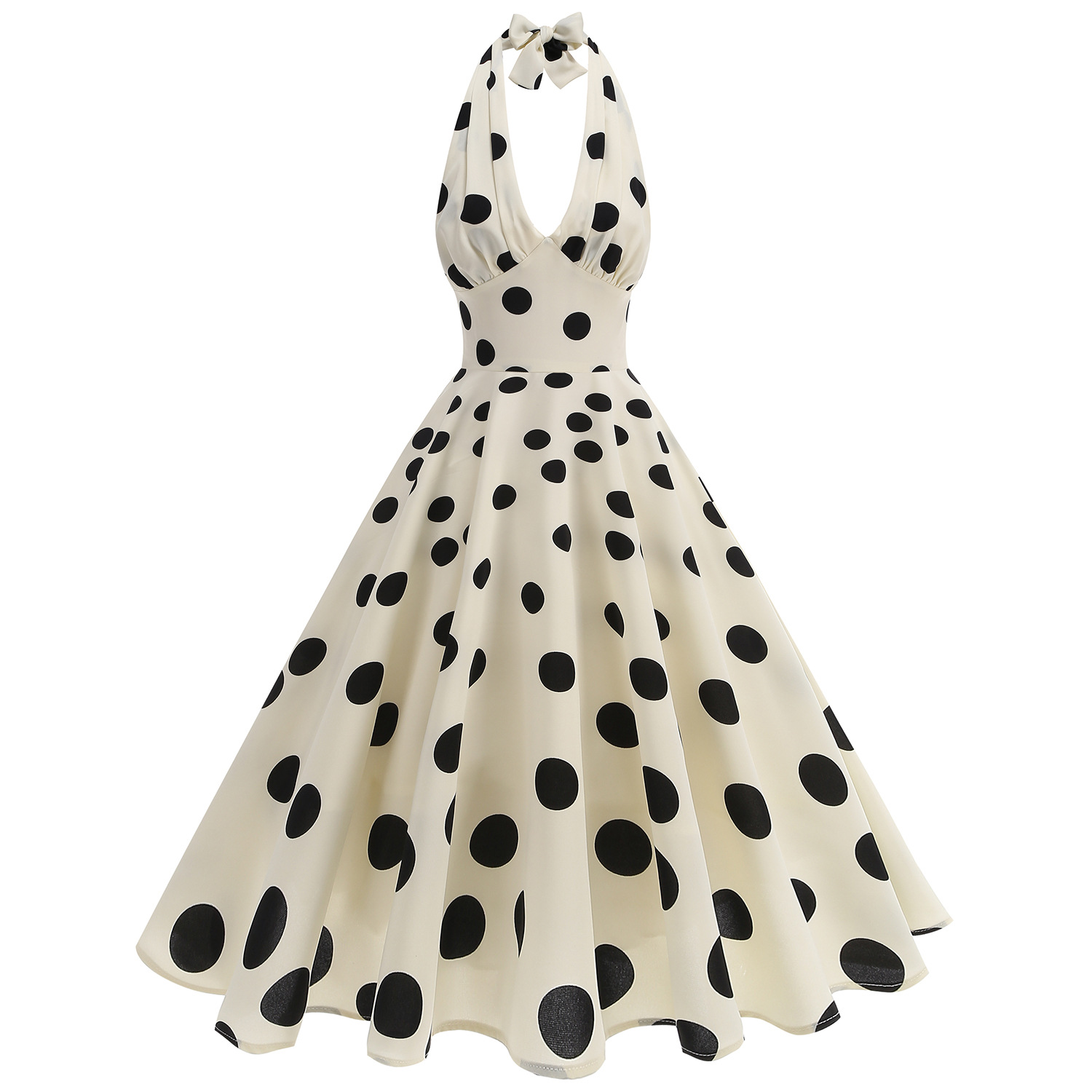 Retro French-style Elegant And Chic Polka-dot Print Slip Dress