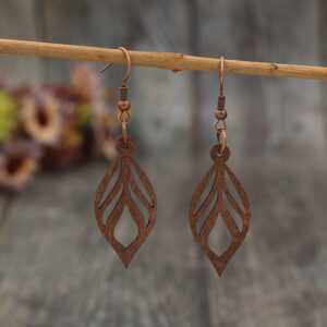 Retro-style Leaf-shaped Minimalist Ethnic-style Personalized Wooden Earrings