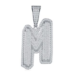 Fashion Shape 26 Letters -M Set Top Moissanite Luxury Fashion Light Luxury Trend Jewelry Silver Necklace Pendant, Using S925 Silver Electroplated Platinum Material.