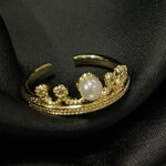 Vintage Engraved Gold Ring, Medieval French Aesthetic, Niche Designer Light Luxury Adjustable Ring