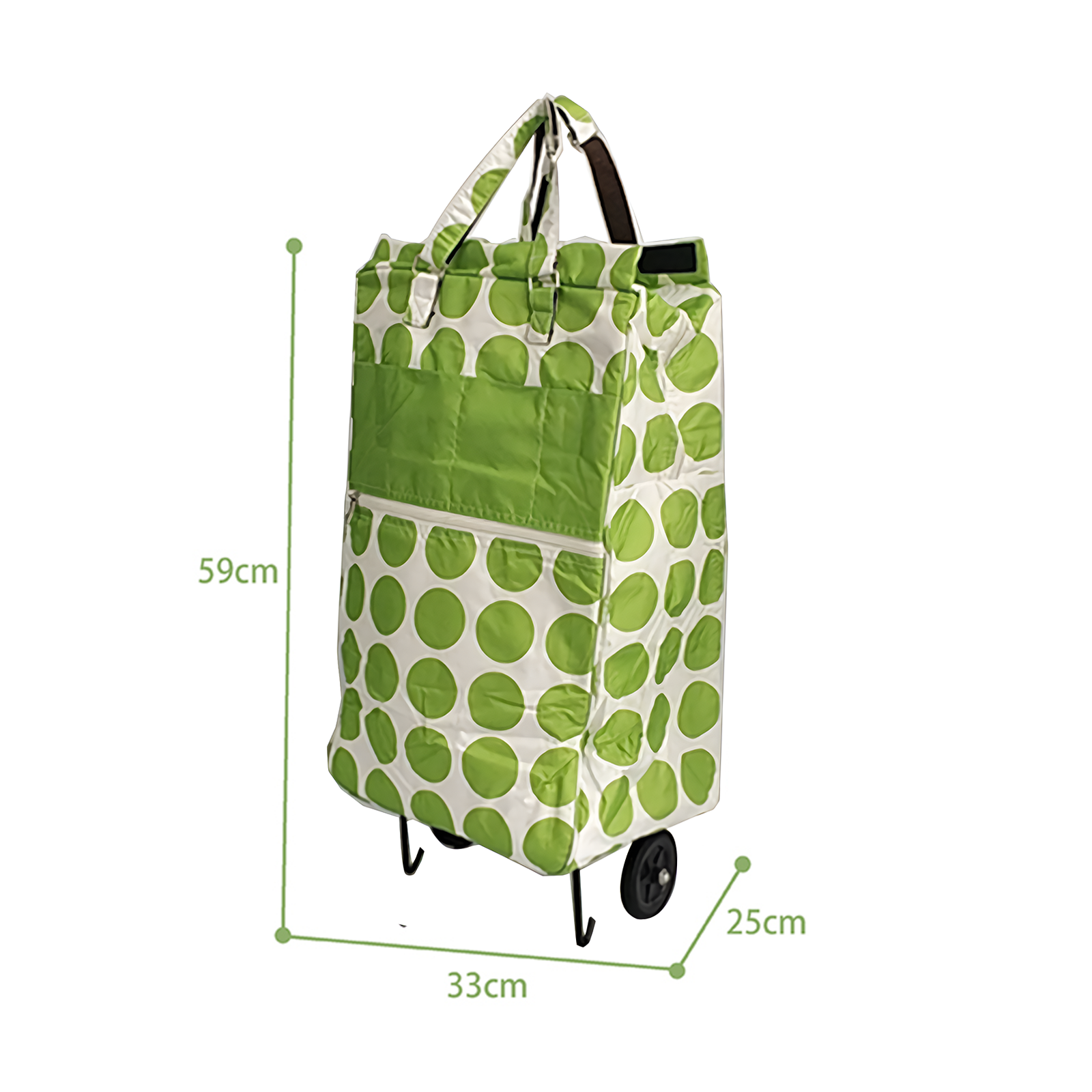 Shopping Trolley Cart Bag Foldable Wheels Carts Bags Market Luggage Basket Green Circle - Image 2