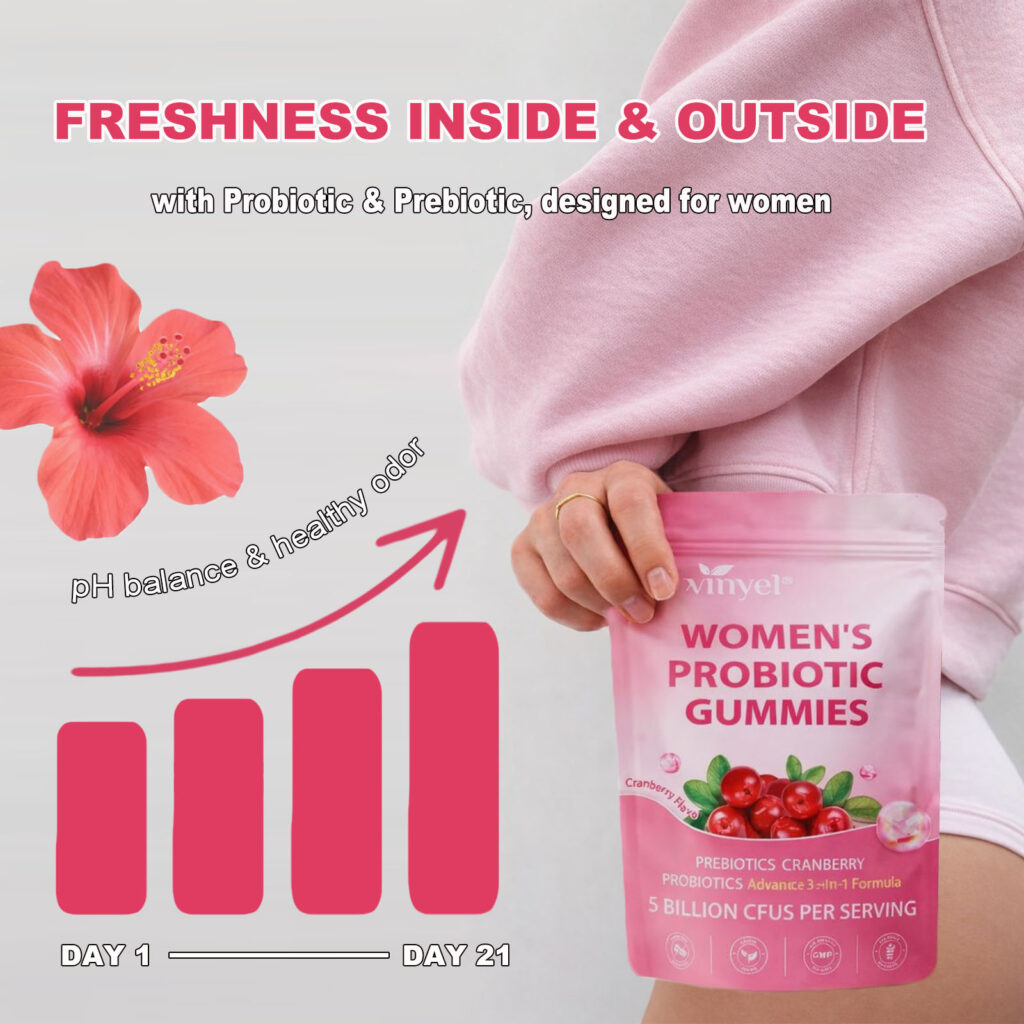 Women's Probiotic Gummies Cranberry Flavor 60 Vegan Gummies Per Pack For Intimate Health PH Balance & Freshness Support Individually Packaged For Convenience - Healthcare, Dietary