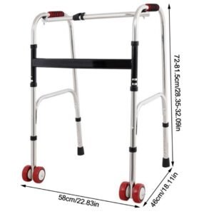 Folding Lightweight Aluminium Walking Frame Walker Zimmer Wheels Adjustable M4 R