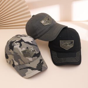 Spring And Autumn Fashion Patchwork Embroidered Letter Five-pointed Star Baseball Cap, Military Style Outdoor Versatile All-purpose Beanie Hat