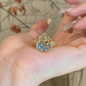 Trendy Ins Purple Enamel Butterfly Ring, Delicate Light Luxury Look, Universal Non-tarnish Jewellery
