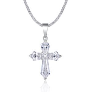 A Luxurious And Fashionable Minimalist Jewelry Pendant Necklace Featuring Top-quality Moissanite, Made Of S925 Silver Electroplated With Platinum.