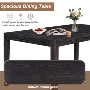 TREXM 7-Piece Retro Dining Table Set For 6 1 Rectangular Wood Dining Table Set For 6 With Upholstered Chairs For Dining Room And Kitchen Espresso