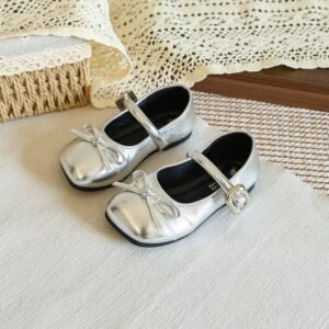 Girls' Leather Shoes, Shallow Mouth Princess Shoes, Korean Version, Girls' Fashionable, Versatile, Casual Single Shoes