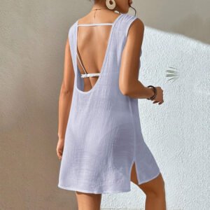 European And American Summer Beach Dress Women's Solid Color