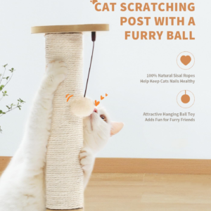 Medium-sized Two-layer Sisal Cat Scratching Post, Indoor Cat Interactive Toy, Wooden Ball Lane Hanging Ball For Kittens.