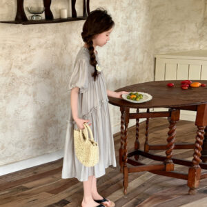 Girls Summer Korean-style Casual Short-sleeve Lightweight Dress