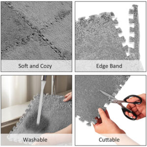 10X Interlocking Carpet Tiles Soft Fluffy Plush Floor Mat Tiles For Climbing UK