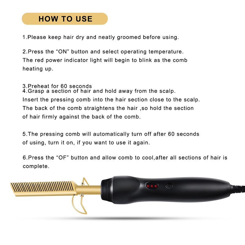 Press Comb Hot Comb Professional Hair Hot Comb Straightener Electric Hot Comb - Image 8