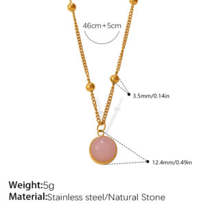 Cross-border European And American Style Fashion Colored Natural Stone Pendant Collar Chain For The Neck, High-end And Elegant, Versatile And Geometric Necklace
