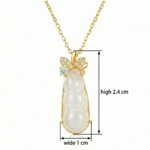 925 Sterling Silver Elegant White Gemstone Pea Pod Pendant Necklace with Brilliant Diamond Accents