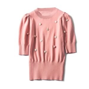Straight-shoulder Short-sleeve Knit T-shirt