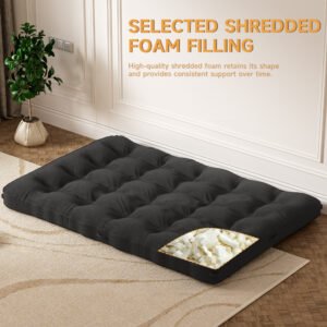 6 Inch Floor Mattress Futon Mattress Sleeping Pad Foldable Roll Up Mat, Sofa Couch Bed, Full Size