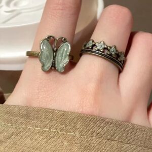 New Chinese Style Vintage Butterfly Flower Ring For Women, Retro Unique Index Finger Ring, Niche Advanced Sense Ring