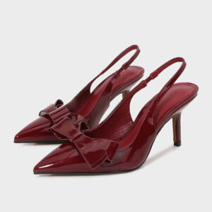 Patent Leather Pointed-toe Bow-knot Sandals Women's Back-strap Style