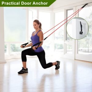 11Pcs Resistance Bands Set Fitness Workout Tubes Exercise Tube Bands Up To With Door Anchor Handles Ankle Straps For Physical Training Yoga Pilates