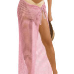 Fisoew Womens Crochet Swimsuit Coverups Hollow Out Bikini Wraps Swimwear Bathing Suit Cover Up Beach Maxi Skirt
