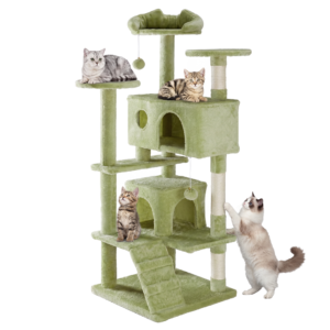 54 In Cat Tree Tower – Multi-level With Sisal Grab Post, Indoor Apartment With Ladder, Plush Toys, Rest And Play