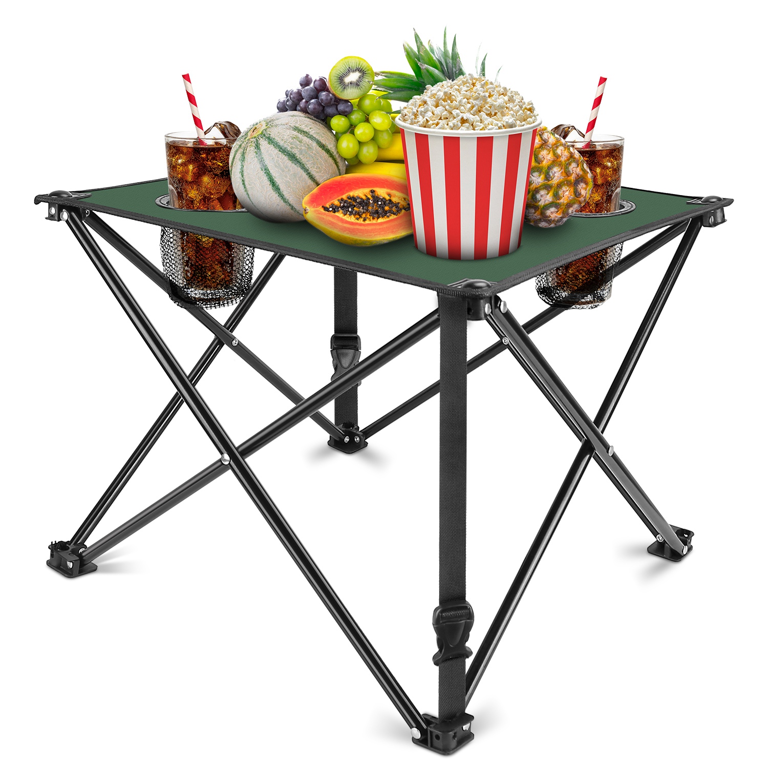 1Pc 2Pc Options Foldable Camping Table Portable Picnic Table Lightweight Travel Desk With 2 Cup Holders Carrying Bag Color Options Black Orange Green Red Blue Navy Blue - Image 20