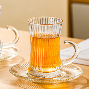 Set Of 6 Heat Resistant Handled Black Green Tea And Coffee With Saucers Set UK