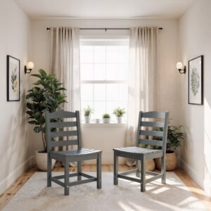 Grey Armless Outdoor Chairs – HDPE Material Set Of 2