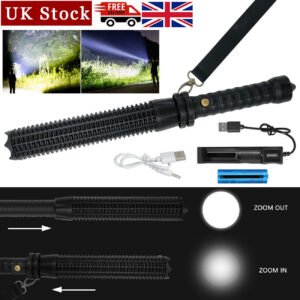 Super Bright LED Flashlight 3 Mode Zoom Security Torch Camping Police Lamp