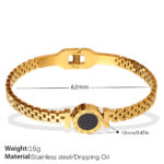 Fashionable, Versatile, Exclusive And Exquisite Wrist Accessory With Unique Style And Light Luxury. Gold Roman Numeral Black Surface Decorative Clasp Bracelet.