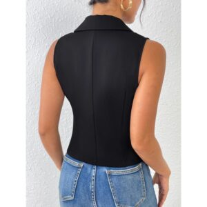 Solid Color Single Breasted Vest Elegant Slim Sleeves