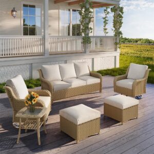 JB YELLOW A Three-seater Sofa Two Swivelchairs Two Footstools One Table