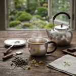 925 Sterling Silver Hammered Silver Cup with Four-Leaf Clover Motif and Rattan Wrapped Handle - Handicraft