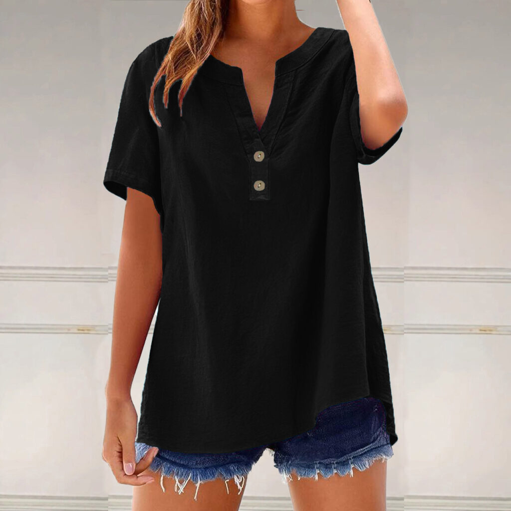 Women's Fashionable Cotton And Linen All-Match Top