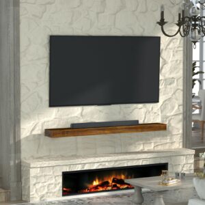 Fireplace Mantel, Wood Floating Fireplace Shelves,Wall Mounted Wooden Display Shelving,Handcrafted Wood Brack,Natural Mantels Over Fireplace,48 X 8 X 3 -Dark Chocolate