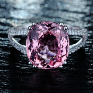 New European American Fashion Engagement Ring, Tourmaline Inlaid Jewelry