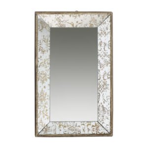 20 X 12 Antique Silver Rectangle Mirror With Floral Accents Mirrored Display Tray Hanging Wall Mirror