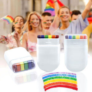 Rainbow Face Body Paint Sticks LGBT Pride Flag Colors For Gay Lesbian Pride Day, World Cup Soccer Fan Face Paint Markers For Marches, Events, Festival, Party
